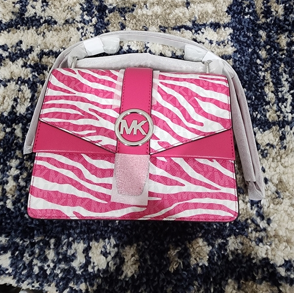 Michael Kors Handbags - NWT Michael Kors Pink and White Zebra Satchel